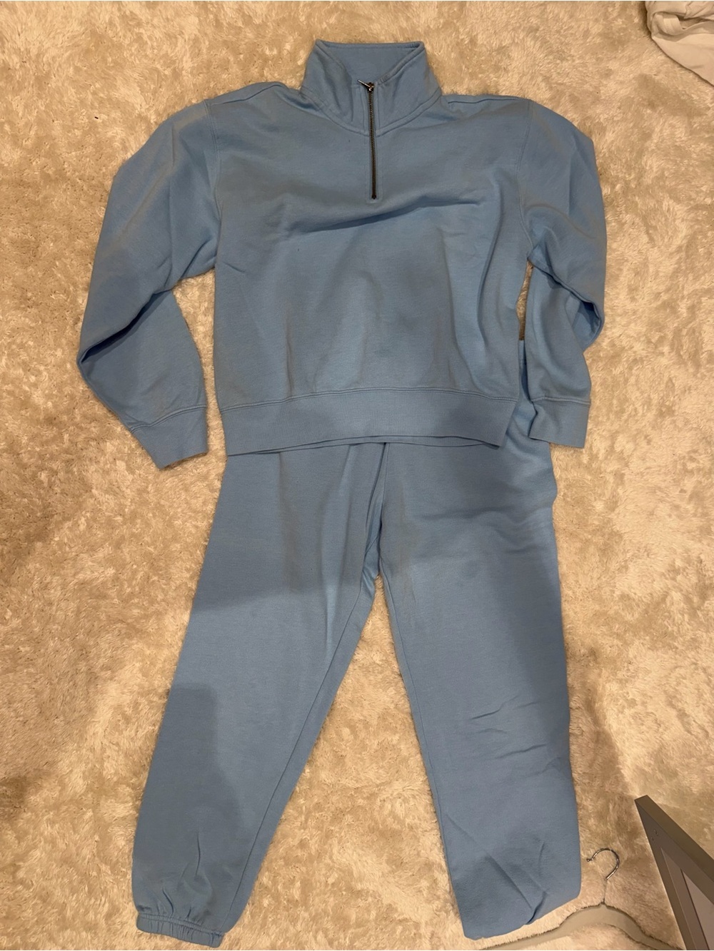 Z Supply Light Blue Quarter Zip Sweatshirt & Joggers Set